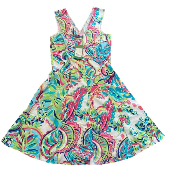 NWT Lily Pulitzer Sleeveless Dahlia Dress Pink Blue White XS - Picture 1 of 13